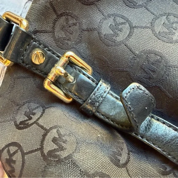 Michael Kors BEDFORD Small Satchel MK Monogram Jacquard Black Y2k Tote Logo - Picture 9 of 16